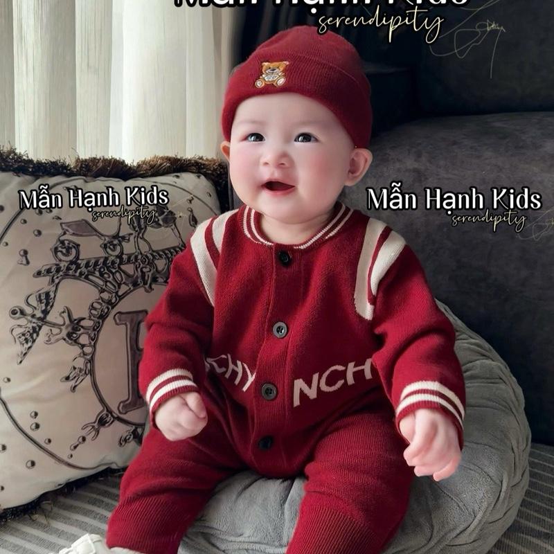  Body len NCHY ĐỎ ĐÔ  tặng kèm mũ  cho bé trai bé gái 