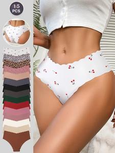 Paquete de 5/15 Bragas para Mujer Una variedad de bragas simples de color sólido son adecuadas para todas las estaciones y actividades diarias