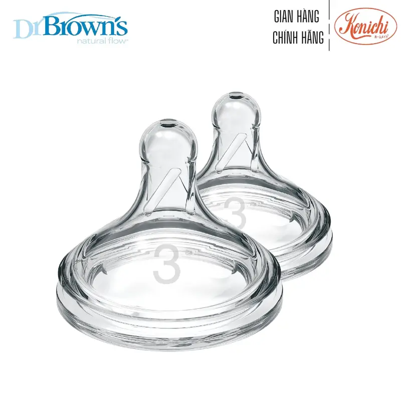 [3201] Bình sữa Dr.Brown's - núm ti cổ rộng size số 3 cho bé 6-9 tháng tuổi đầu  núm có màu trắng đầu  núm binh  chongsac ti giả hỗ trợ mẹ ti  giả baby three núm  ti hơi đau núm  ti núm trợ ti  nhà con ưu đầu  ti gắn vô bầu vú 1