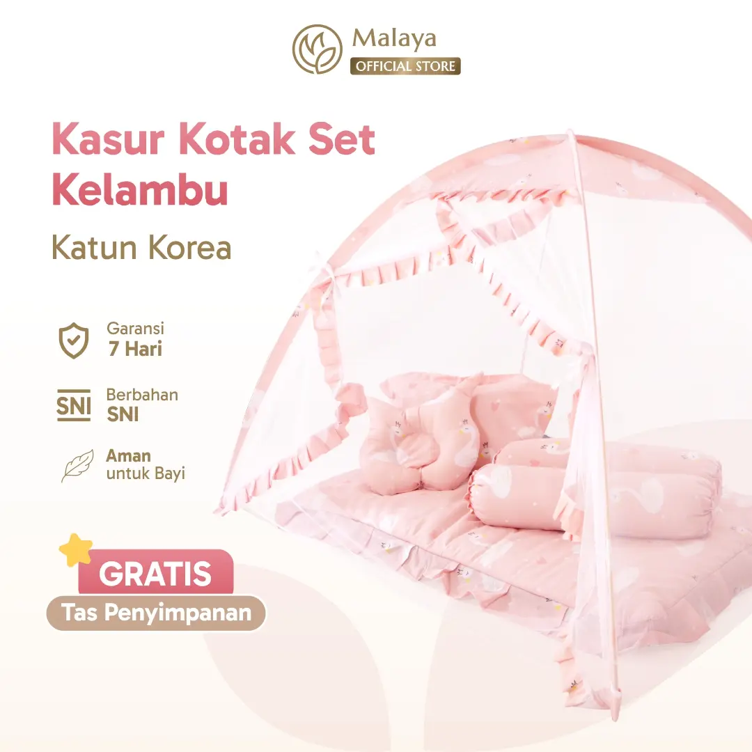 Malaya Baby l Kasur Bayi Kotak Set Kelambu Tenda Bisa Lepas Pasang