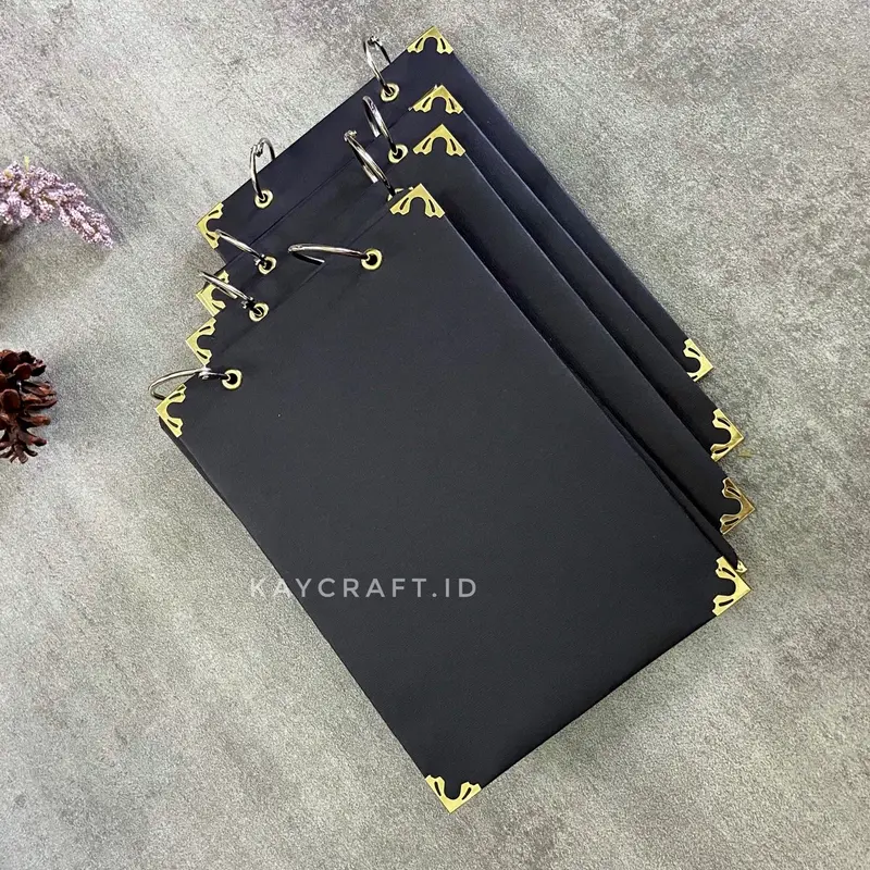 ￼SCRAPBOOK FULL HITAM HARDCOVER A5 (21x15cm)-FREE KERTAS AESTETIC 2