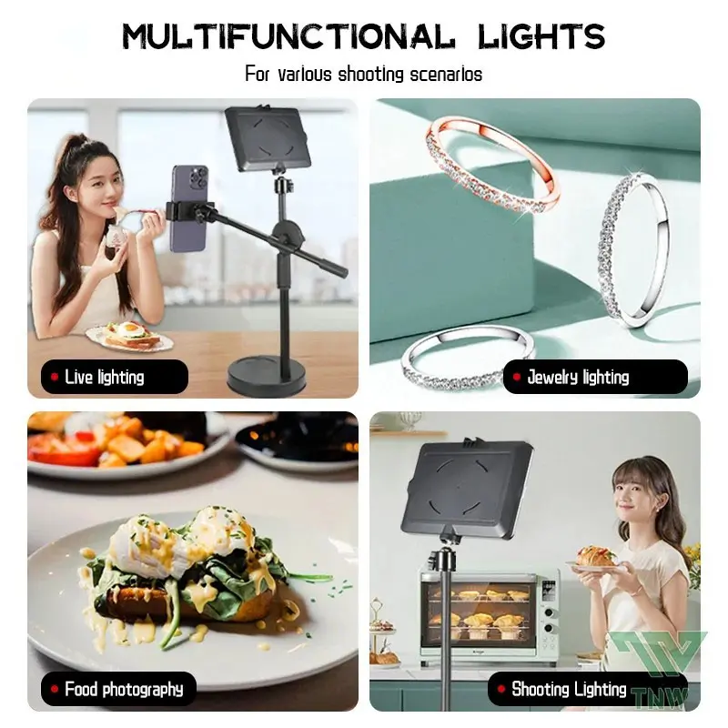 ODBORE Lampu LED Portabel Stand HP Overhead For Live Streaming Video Fotografi Vlog Konten Kreator 8