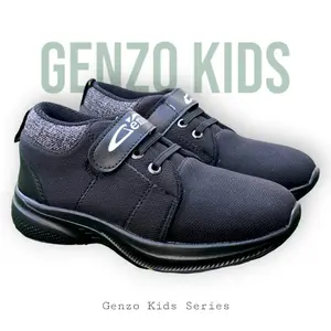 Genzo Kids Sepatu Sekolah Hitam Anak SD Sepatu Hitam Polos Size 28-37 Sneakers Anak Tk Fashion Canvas Formal Shoes Running