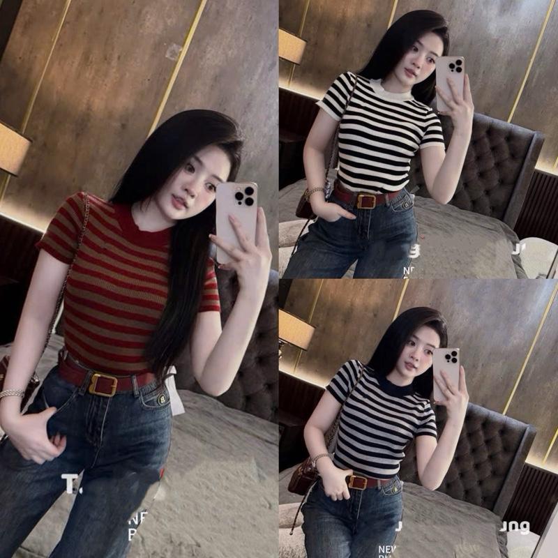 Áo Hotgirl len dệt kim QC có thêu sọc nhà Lynh Zena_A7109