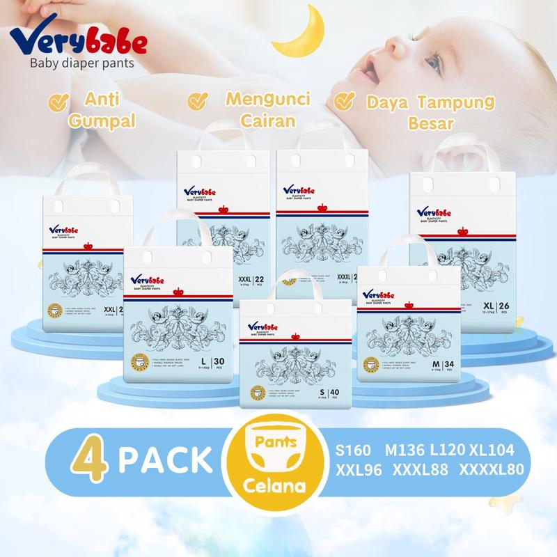 [4PACK] VeryBabe SAP Popok Bayi  S/M/L/Xl/XXL/XXXL/XXXXL Tipis Bernapas Tinggi Serap Anti Gumpal Extra Dry Bags 1
