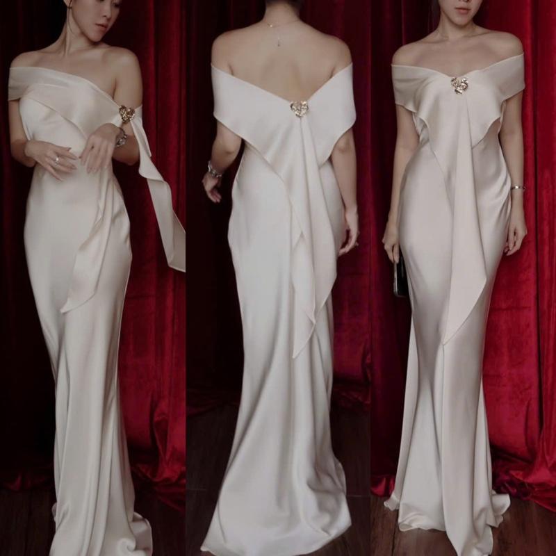  | Luxier Dress | Đầm Lụa Ống Nơ Đỗ Lưng Kèm Khăn Choàng Có Mút 