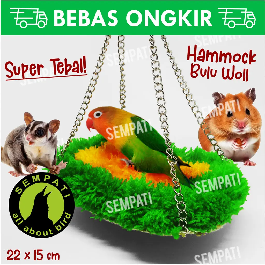 SEMPATI AYUNAN HAMMOCK WOLL MAINAN BURUNG SUGAR GLIDER HAMSTER LOVEBIRD HMKWOL