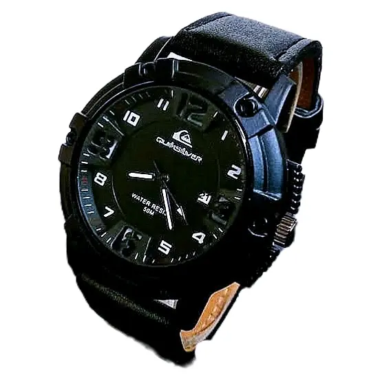 Jam Tangan Pria Sporty Quicksilver Tanggal Sktif Strap Kulit - Warna Hitam Watches