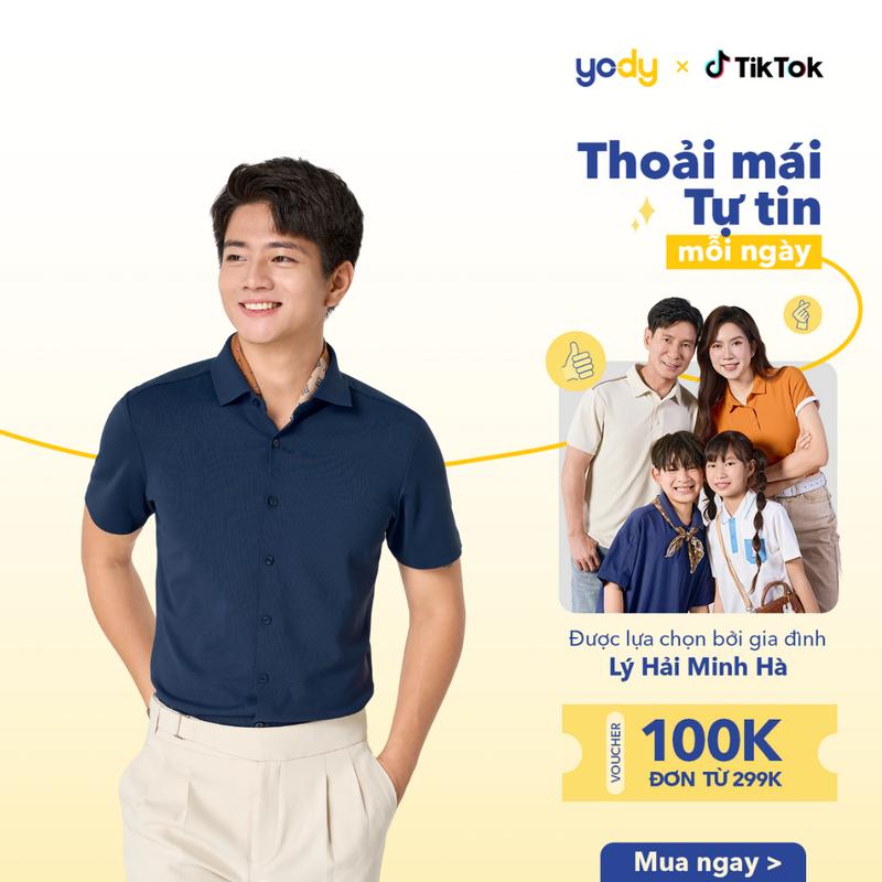 Áo sơ mi nam YODY cộc tay Business Casual không đường may dáng suông dễ mặc MOSH25S063