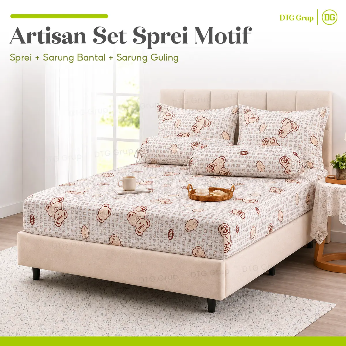 DTG Set Sprei POP SERIES Karakter Lucu Sarung Bantal Guling Kain Microtex Nyaman Lembut Adem 120 160 180X200CM [12]