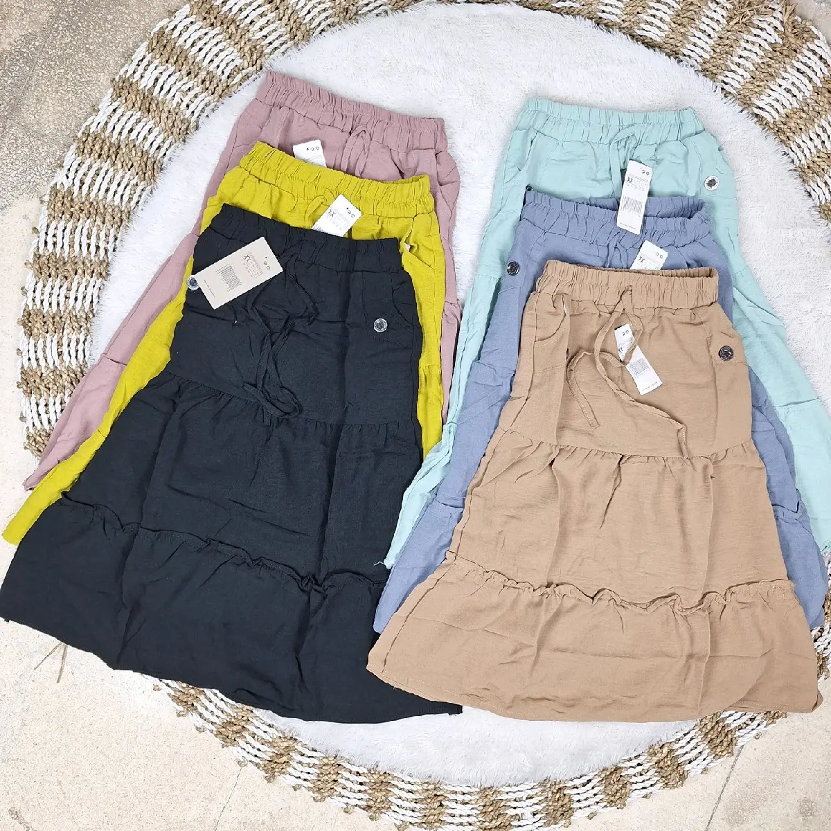 Rok Anak Perempuan Bahan Kringkle Model Canda/Rok Susun Buat Umur 4-12thn