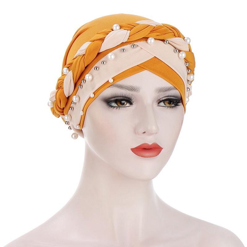 Product Introduction of Women Cap Braid Beads Turban Headscarf Islamic Head Wrap Lady 19