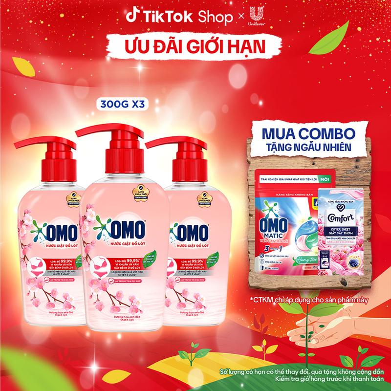 Combo 3 Nước Giặt Đồ Lót OMO Hương Hoa Anh Đào Thanh Lịch 300G 1