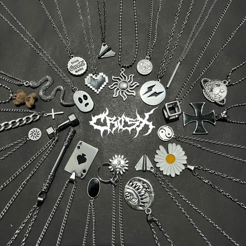 KALUNG SUN MOON NECKLACE / SMILE NECKLACE / CROSS INDEPENDENT POKER AS SNAKE THUNDER OVAL LOVE SKULL BARBEL COIN YINYANG BEAR SALIB KALUNG RANTAI HIP HOP CHOKER KALUNG LIONTIN STYLE KOREA CHAIN NECKLACE KALUNG SILVER TITANIUM AESTHETIC KALUNG PRIA WA