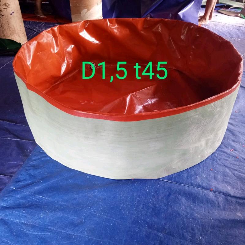 Kolam Terpal Bulat Tanpa Rangka Diameter 150cm /1, 5m tinggi 45cm Untuk Budidaya Ikan Lele Nila Gurame gabus udang Belut Dll 3