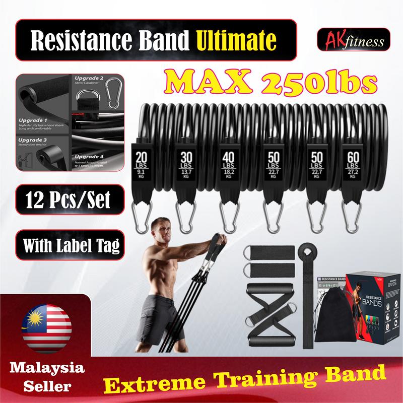 Resistance Band Set MAX Heavy Duty 250lbs / 150lbs Gym 11pcs / Set Home Exercise Bands workout Yoga Fitness Kit V1 V2 Sports Equipment Outdoor