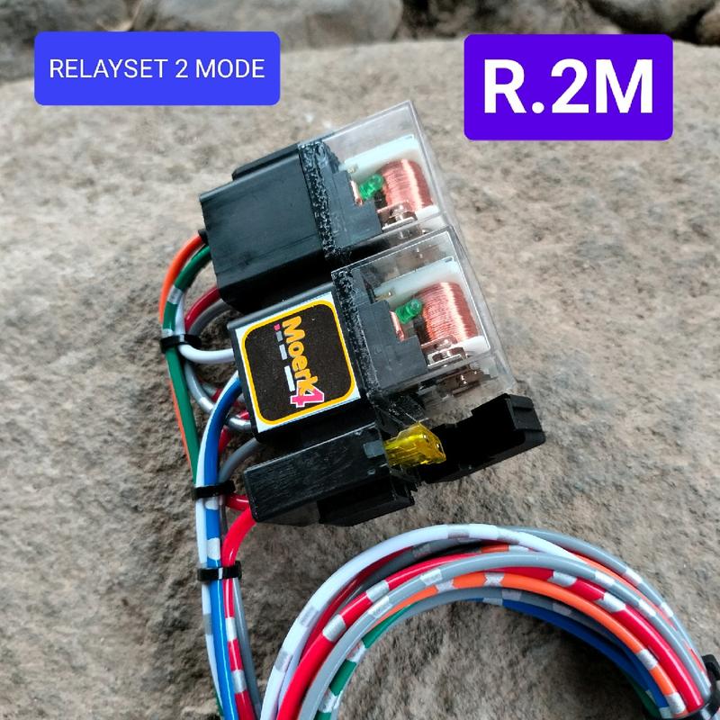 RELAYSET 2 MODE + RELAY. untuk lampu jauh dan dekat atau putih dan kuning seperti D2 Laser 0