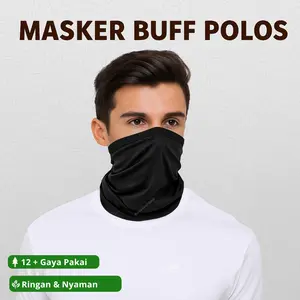 Buff Masker Multifungsi Outdoor Hitam Polos | Bandana Hiking, Motor, Pendaki Gunung, Travel, Touring