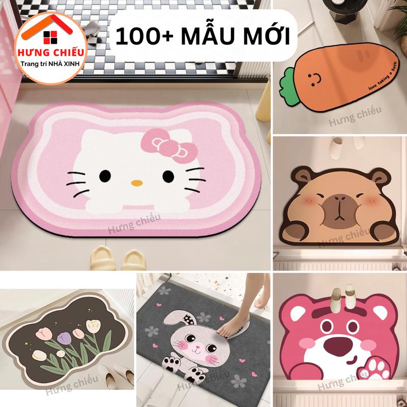Thảm Lau Chân, Thảm Chùi Chân 3D Mẫu Mới Siêu Thấm Chống Trơn Trượt Nhà Bếp, Nhà Tắm 40x60cm Hưng CHiếu ED01