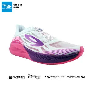 910 nineten HAZE VISION 1.0 sepatu lari - Putih/Ungu/Merah-Md Outdoor Running