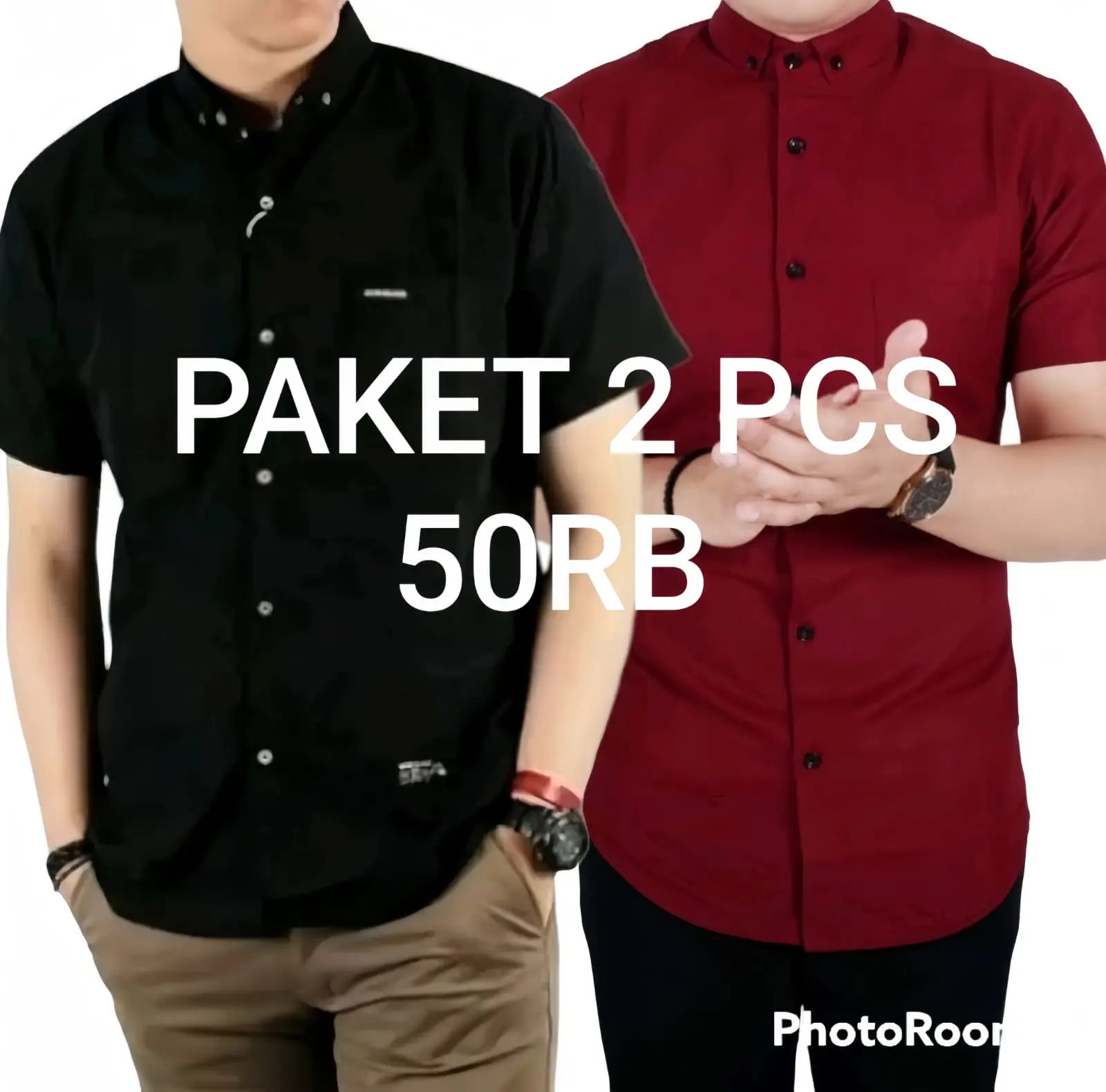 PAKET 2PCS CUMA 50RIBU KEMEJA POLOS PRIA LENGAN PENDEK BAJU KEMEJA CASUAL