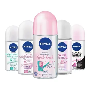 NIVEA Deodorant Roll On 50ml Untuk Ketiak Wanita - Pearl & Beauty, Black & White Clear, Dry Comfort, Extra Brightening, Happy Shave, Hijab Cool Sensasi, Hijab Fresh, Hijab Soft, Pearl & Beauty - Bau