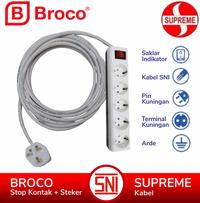 Gambar BROCO Kaki 3 Adaptor Konverter Travel Arab Saudi Umroh International EU AU UK US SUPREME CABLE Kabel Putih Colokan Listrik Stop Kontak 3 - 4 - 5 - 6 Saklar Lampu Indikator SNI - 3 Lubang, 1/2 Meter dari Britplaza Kota Depok 2 Tokopedia