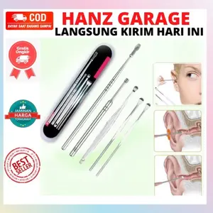 Alat korek kuping telinga pembersih kotoran Set 5in1 Ear wax Stainless steel Besi earwax 5in1