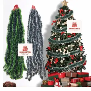 Dekorasi Slinger Natal 2 METER kualitas bagus / Hiasan Slinger Tinsel Pohon Natal Putih Hijau Salju