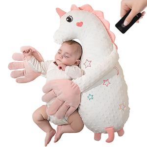 🦕 ベイビー用バイオニックスージングスリープピロー＆インファントスージングトイ｜ママの掌を模倣｜わんわん泣きの赤ちゃんを落ち着け、おしゃぶりでいらいらしたときの咳を和らげる｜新生児用のソフトな抱き枕｜新生児へのギフトに最適・フェスティバルギフト（恐竜＆ユニコーン）   ﻿