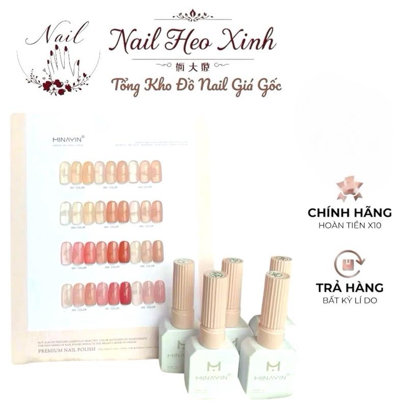 Set Sơn Thạch Hồng , Thạch Nâu Minayin 12 Màu ( Tặng Bảng Màu ) Chai 15ml Làm Móng bền gel