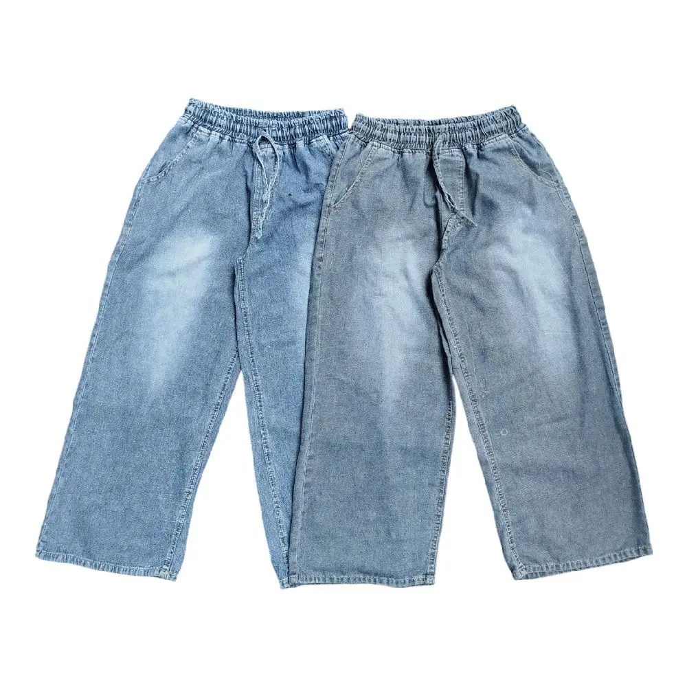 recomendasi celana wanita nyaman dipakai bahan jeans 6.5 os nonstrit pinggang karet murah kualitas bagus Panjang Biru Keren