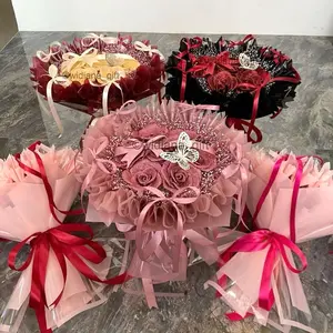 COD Buket kriwil glitter kupu / buket pita satin / round buket / buket kriwil pita satin / buket viral