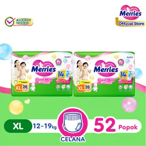 [Flash Deal] Merries Good Skin XL26 Twinpack  / 2 Ball - Popok Bayi Celana (12-19)kg / Baby Pants Diaper