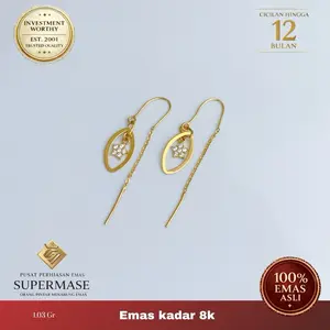 Anting Emas 8K Flowers Fashion Itali Panjang - Supermase