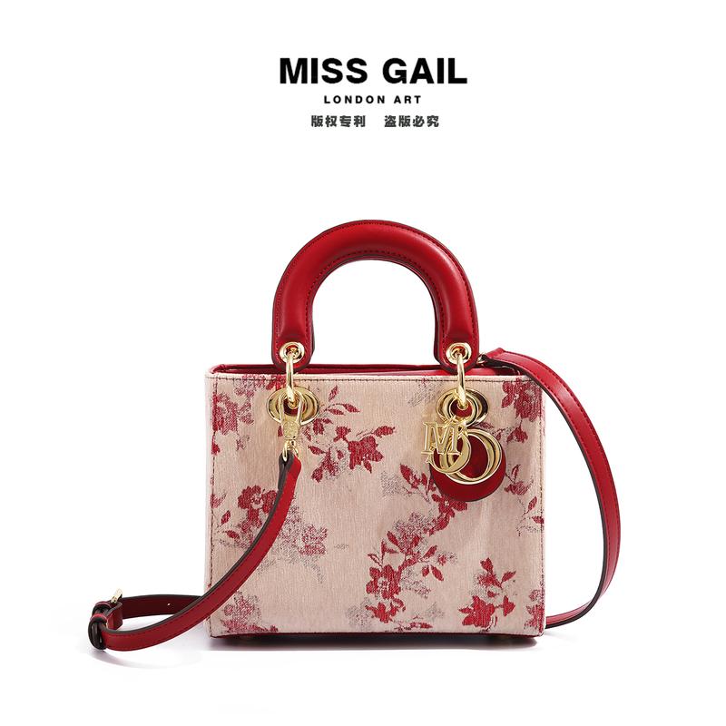  1440- Túi Xách Nữ Miss Gail Họa tiết hoa đỏ  da cá sấu bạch tạng Khóa Phủ Titan Phiên Bản Cao Cấp 2025 Dây Đeo Chéo Túi Đeo Vai Đa Năng Đi Chơi Cafe Dạo Phố 