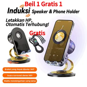 Beli speaker dapat kabel data 3-in-1 gratis.Speaker Bluetooth induksi dengan dudukan ponsel dan tablet internal, subwoofer portabel mini, induksi cerdas (tidak perlu terhubung ke Bluetooth, dapat digunakan langsung)