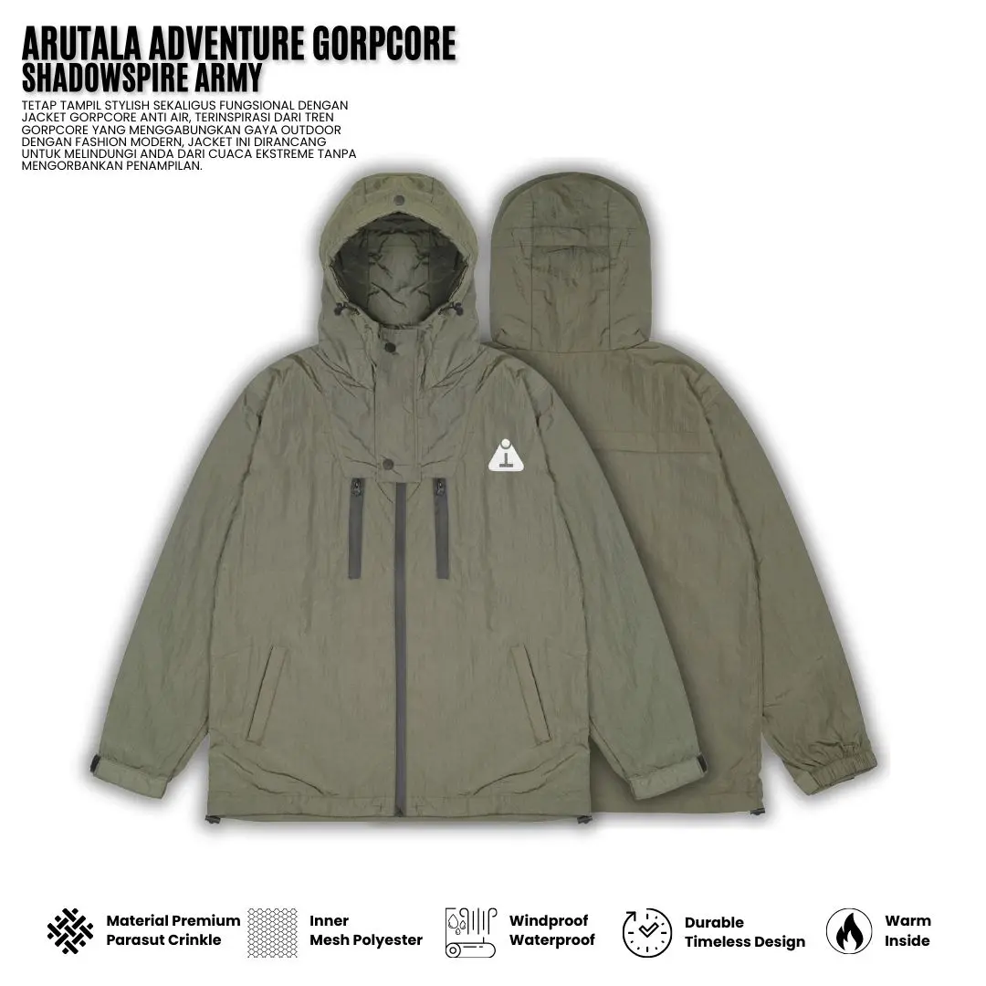 Arutala Adventure - Shadowspire ARMY Waterproof Gorpcore Jacket Outdoor Tactical Parasut Jaket