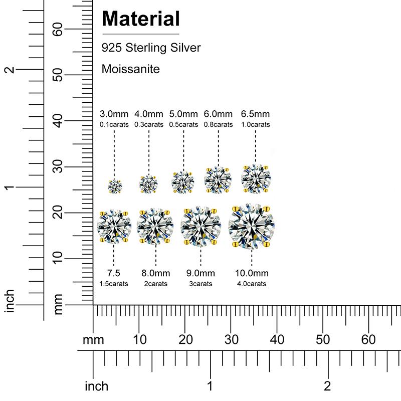 【#3】3-4ct Moissanite Earrings For Women Oversized 10mm 925 Sterling Silver Stud Earrings Men's Jewelry Gift 5
