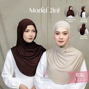 Hijab Instan Hanna Plus Inner 2in1 Viscose Rayon Airy Meleyot Bergo Instan Bergo Malay Pashmina Instan