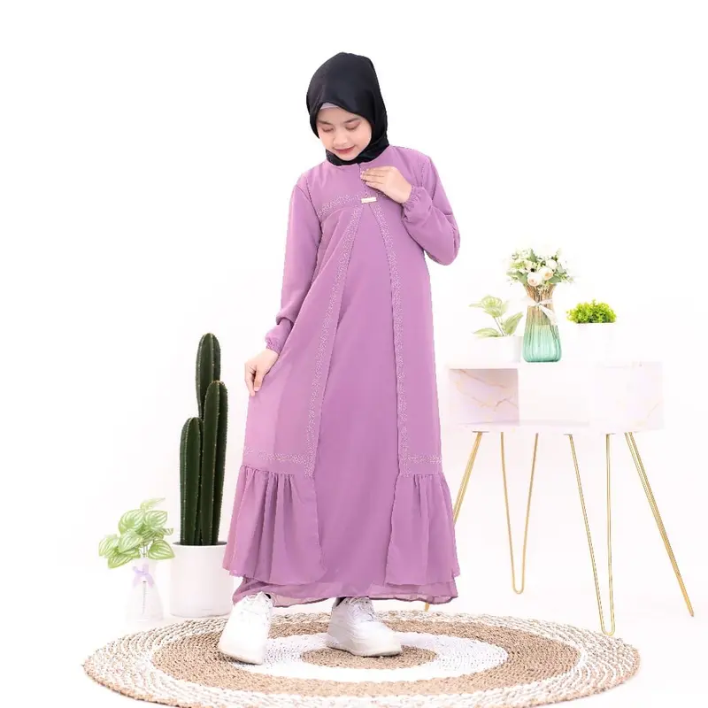 Hanakids Abaya anak perempuan | Crinkle mix swarosky premium | Baju Gamis Anak Perempuan Elegant Terlaris 2