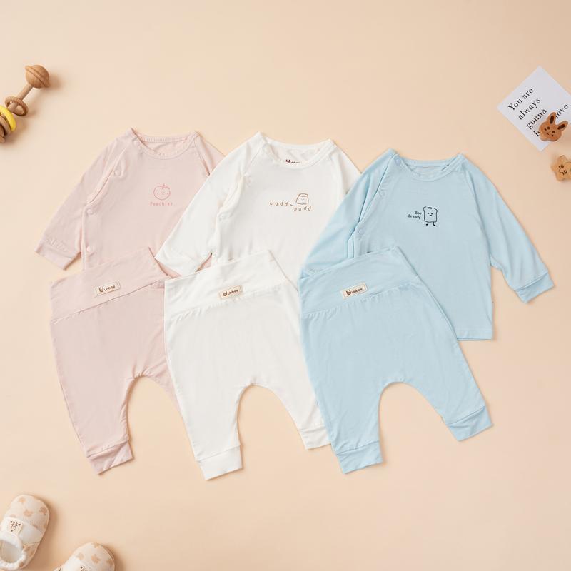 UNBEE QA257 Bộ Dài Tay Cài Chéo Quần Cạp Cao Chất Liệu Tencel Mềm Mại Unbee Việt Nam Cho Bé Sơ Sinh 0-6M