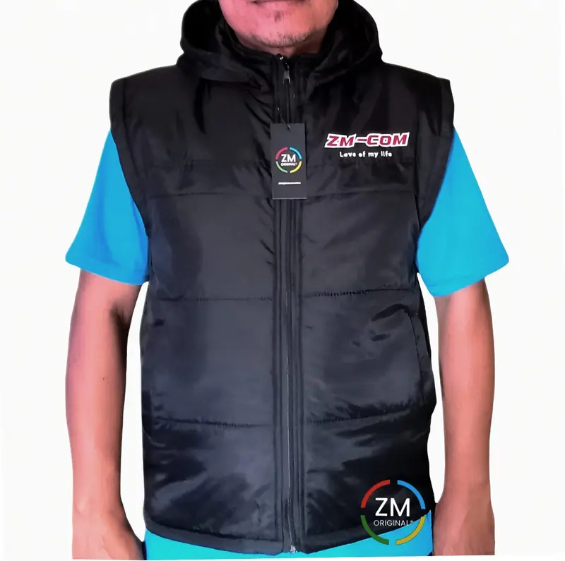 aket rompi pria / jaket rompi parasut / jaket rompi motor Hitam  Casual Dewasa Keren Tebal  Tebal 3