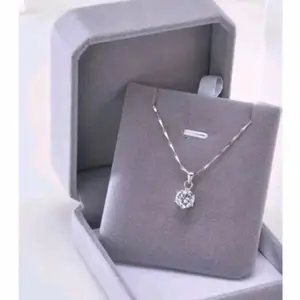 Kalung padi titanium silver permata satu wanita dewasa cantik elegan