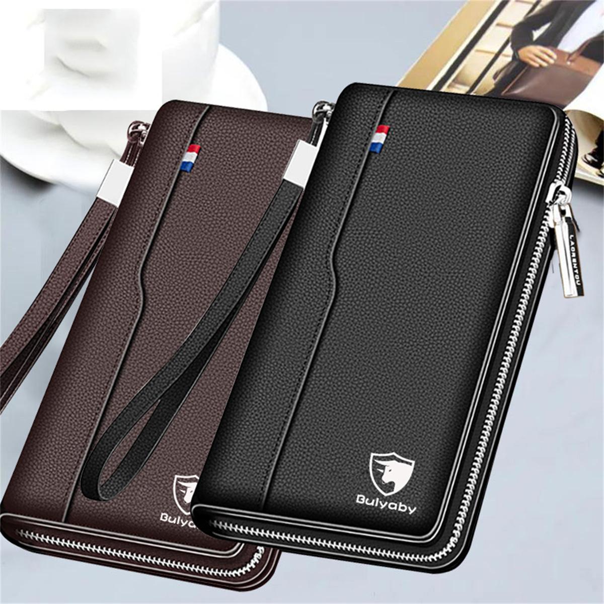 Dompet Zip Kulit Tulen Lelaki Pegang Tangan Berbilangfungsi Kapasiti Besar Dompet Panjang Sedia untuk Dihantar Penghantaran 24 Jam