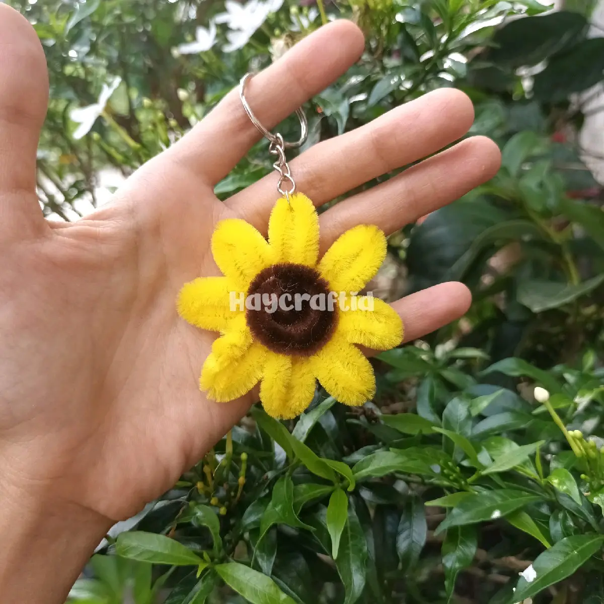 Gantungan Kunci Kawat Bulu Pipe Cleaner Sunflower Warna Warni Aksesoris Tas Dompet Buku