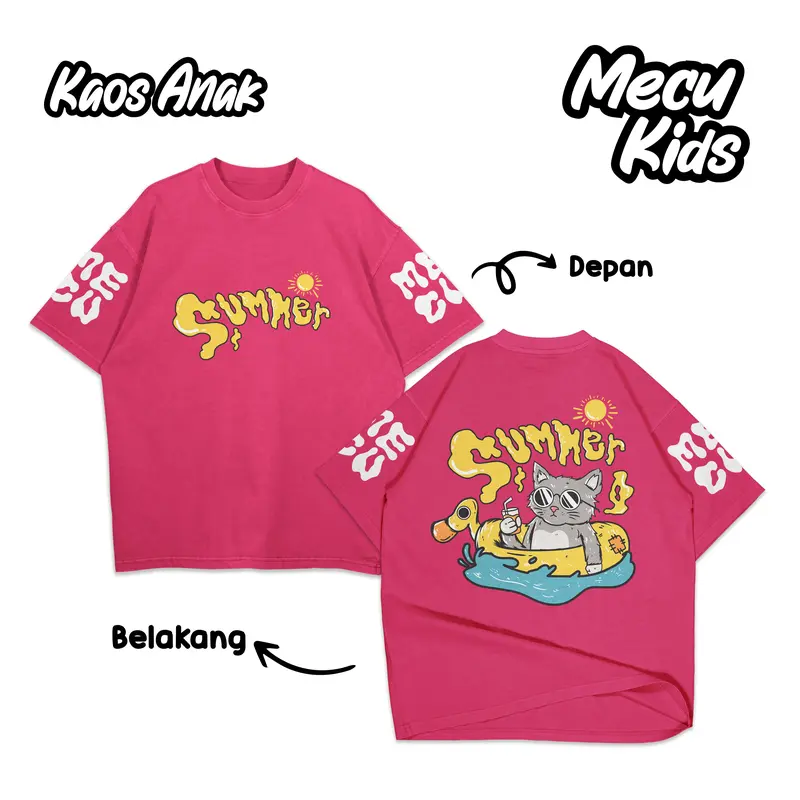 MECUKIDS CAT SUMMER KAOS DISTRO ANAK UMUR USIA 4 5 6 7 8 9 10 11 12 Tahun Tangan Lengan Pendek Combed Katun 6