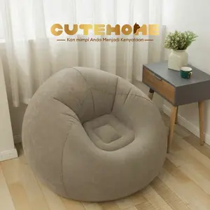 Bean Bag Dewasa Single Sofa Minimalis Coklat Biru Merah Oranye 110cm*110cm*85cm Tahan Lama Portabel Waterproof Furniture Sofa tiup Pompa Gratis