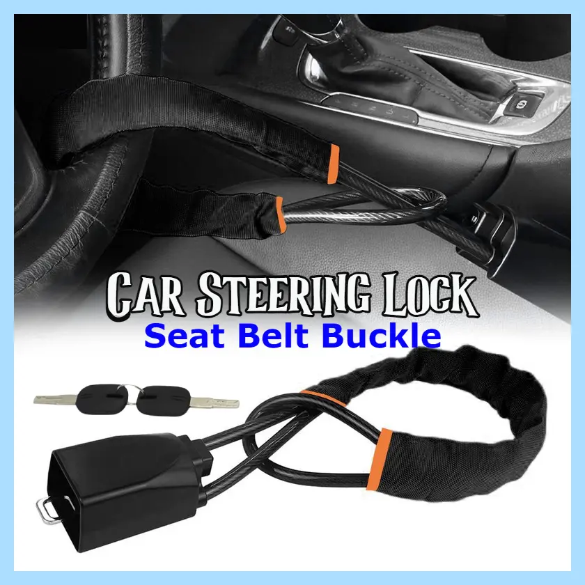 [SG] Car Steering Wheel Lock/ Car Seat Belt Buckle Lock/ Heavy Duty Strong Universal Anti-Theft Security Car Lock