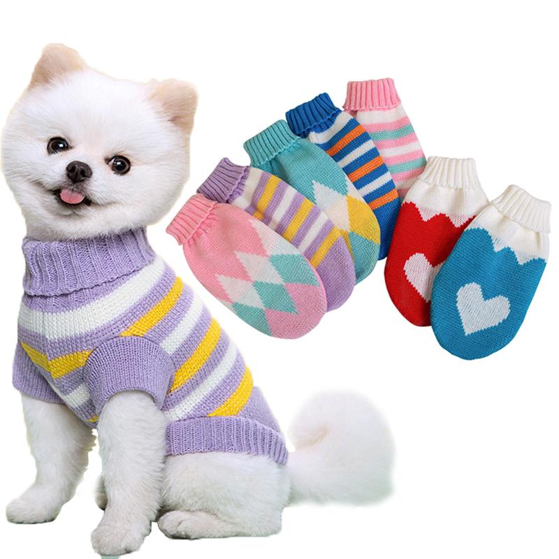 Quần Áo Thú Cưng Áo Len Dệt Kim Cổ Lọ Dễ Thương Quần Áo Mùa Đông Ấm Áp Cho Chó Con Áo Len Cho Chó Mèo Nhỏ Vừa Và Lớn